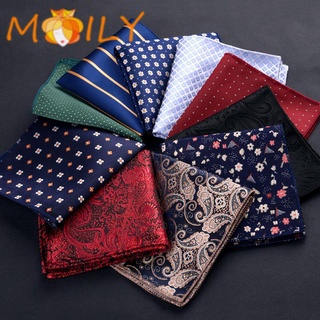 MOILY Fashion Chest Towel Floral embroidery Men handkerchief Paisley Satin Casual Pocket square Hankies