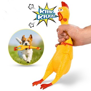 【kidtoys】Yellow Screaming Rubber Chicken Pet Dog Toy Squeak Squeaker