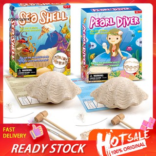 【Ready stock】Girls Shell Faux Pearl Bracelet Dig Excavation Kit Archaeology Toy Birthday Gift