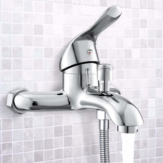 ┇♨Xueqin Chrome Polished Wall Mounted Faucet Mixer Tap Bath Tub Valve Shower Faucets Bathroom Single