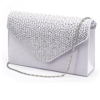 Ladies Satin Clutches Evening Bags Crystal Bling Handbags Wedding Party Purse Envelope Fashion Women