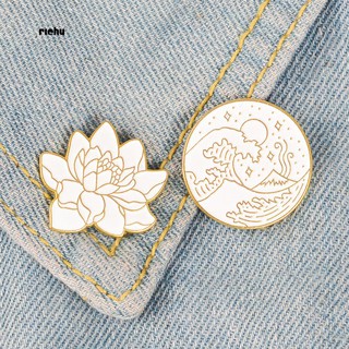 Rich-Vintage Men Women Lotus Wave Enamel Brooch Pin Backpack Jacket Badge Jewelry (1)