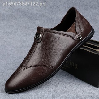❂◐﹍Special leather shoes men s fashion trend Korean casual leather shoes men s peas shoes soft bottom soft surface non-slip driving shoes