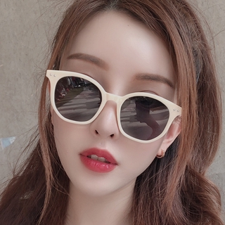 Korean Version Retro Midin Sunglasses Polygonal Milk Tea Color Summer Beach Glasses