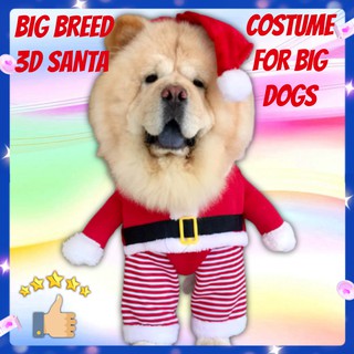 3D LARGE BREED Santa Costume With Hat for Big Breed Pet Dogs