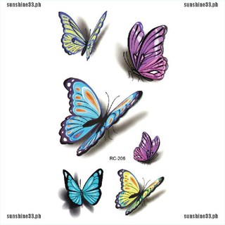 [SUN33]Sexy Decal Waterproof Temporary Tattoo Sticker Colorful Butterfly Fake T (1)