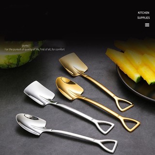 304 stainless steel spoon creative coffee spade spoon dessert ice cream Korean stirring spoon (2)