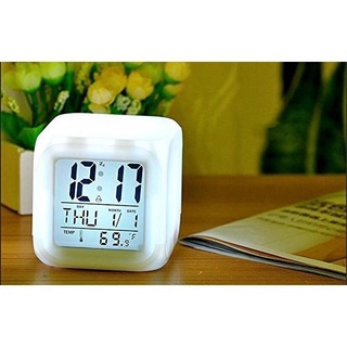 Color Change Alarm Clock Cube 7 Colors Clock LED Change LCD GUNT
