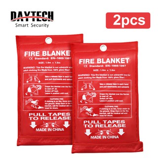 DAYTECH Home Fire Blanket for Kitchen Fiberglass Safety Fire Fighting Prevention for Factory/Fireplace/Grill/Car 1.0m x 1.0m 2PCS Pack FB01