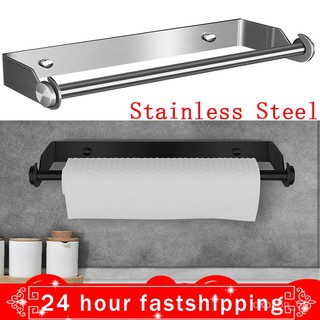Stainless Steel Toilet Paper Holder Punch-Free Kitchen Paper Roll Holder Wall Mounted Towel Rack And