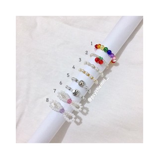 REPOSTED [psychemnl_] korean bead rings (rainbow, cherry, pearl, heart, smiley, ribbon)