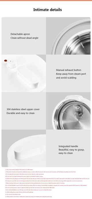 Orginal Xiaomi Mijia Smart Electric Pressure Cooker 2.5L APP Control Electric Rice Cooker Food Steamer Cooking Container Warmer (9)