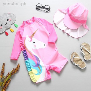 ☒✌✗2020 Summer girls' hot spring warm baby swimsuit South Korean kids' sun fast dry surfing suit swimming unicorn style one-piece