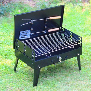 HK_168_FOLDABLE PORTABLE STEEL BBQ CHARCOAL BARBEQUE GRILL STAINLESS OUTDOOR GRILL( camping grill )
