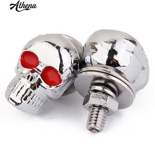 1 Pair Motorcycle Car Accessories Skull License Plate Frame Bolts Screw Fastener (8)