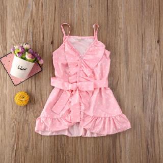 ❀Yaho❀Newborn Baby Girl Clothes Sling Top Polka Dot Dress