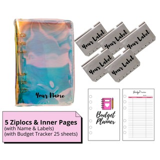 Money Budget Planner with Zipper Personalized A6 Binder Cash Notebook with Ziplocs & Inner Pages