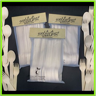 Wooden Spoon & Fork Disposable 25 pairs Ecobiertos