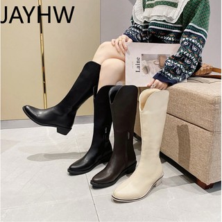 JAYHW Women's Boots New Fashion Shoes High Boots Retro Black Low Heel Knee High Boots Western Cowboy