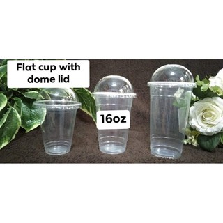 50 sets - 16oz flat cups with dome lids - 95mm milk tea cups