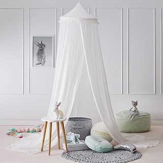 240cm Kids Baby Room Bed Dome Curtain Canopy Chiffon Tassel Hung Mosquito Net Kids Room Decor Fashio