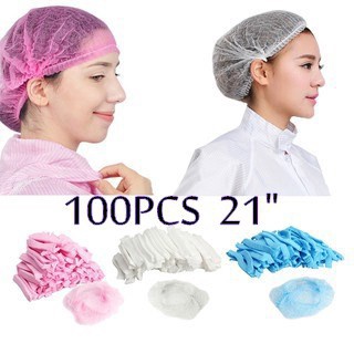 100 Pieces Surgical Cap Non Woven Disposable Hairnet Head Covers Net Bouffant Cap