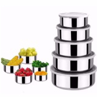 5 Pieces Sealed Crisper Stainless Steel Food Storage Boxes Fruit Vegetable Fresh Preservation Contai