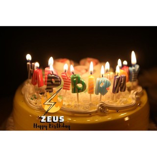 Happy birthday letter candle big polka/stripe party needs candle zeus