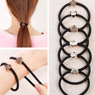 ymym QQ Designs Girl's Hair pony black Korean all-match headband hair tie small gifts