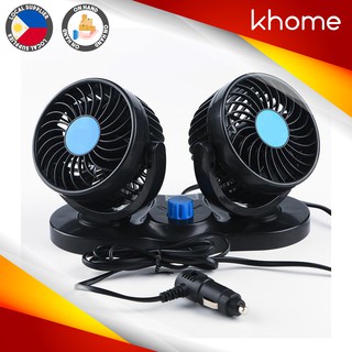 KHOME Car Fan 12V & 24V Double Headed Vehicle desk fan table USB Fan Electric Cooling
