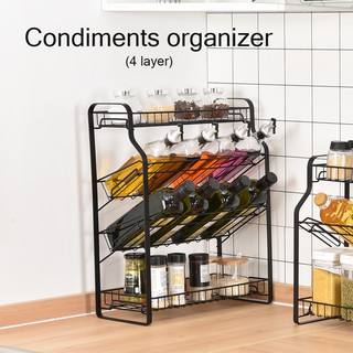 LOCAUPIN Kitchen Multifunctional Seasoning Rack Sauce Jars Condiments Shelf Countertop Organizer