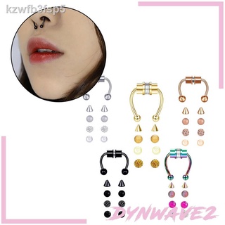 [DYNWAVE2] Colorful Magnetic Fake Septum Nose Rings Hoop Reusable Horseshoe Fashion Nose Rings Stain