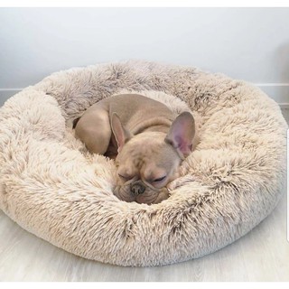 Calming Pet Bed Dog Bed Cat Bed Soft Plush Donut Pet Bed Round (2)