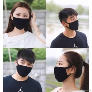 JK Mouth Mask plain black Cotton Unisex Anti Haze Black Dust Mask Nose Filter Windproof Face Mask