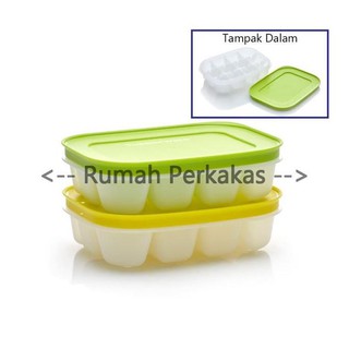 (Guaranteed Guaranteed) Tupperware Ice Tray 2pcs White Green Or Yellow Lid