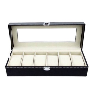Watch Box 6 Grid Leather Display Jewelry Case Organizer (2)