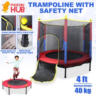 Phoenix Hub 4 Ft Bouncing Fence Trampoline with Safety Net For Kids