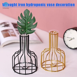 Romantic Geometric Glass Iron Dried Flower Vases Pot for Home Living Room Decoration