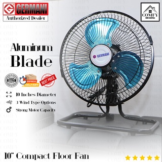 Germani Quality 10" Industrial Floor Fan (35W) Aluminum Metal Blade Heavy Duty Ground Electric Fan