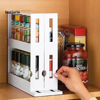 Kitchen Spice Box Organizer Shelf Cabinet Jar Bottle Holder Sliding Storage Rack (6)