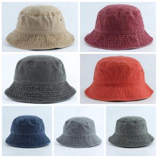 New Hat Depot Denim Washed Cotton Bucket Cap Pure Bonnet Adult Practical Fashion