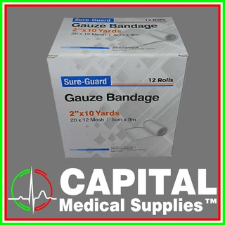 SURE-GUARD, Gauze Bandage, (2 x 10 yards), (3 x 10 yards), (4 x 10 yards), 12 rolls