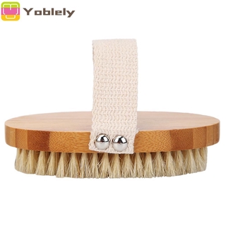 [yoblely]Skin Body Massage Spa Bath Brush Scrubber Wooden Natural Bristle Shower Brushes