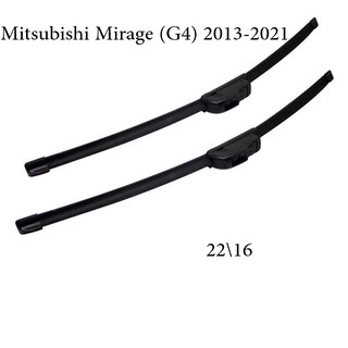 22\16 Mitsubishi Mirage (G4) 2013-2021 Car Wiper Pair of Wipers Blades Frameless Banana Type