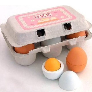 6Pcs/Lot Preschool Educational Pretend Cooking Play Odorless Wooden Egg Toys Set J29 (1)