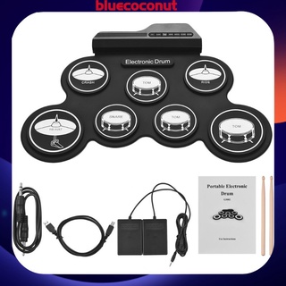 ✥Compact Size USB Roll-Up Silicon Drum Set Digital Electronic Drum Kit 7 Drum Pads with Drumsticks♥