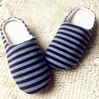 Soft Plush Indoor Home Anti-skid Slippers Striped cotton slipper shoes (5)