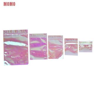 MOMO 100Pcs Iridescent Zip lock Bags Cosmetic Plastic Laser Holographic Zipper B Wq (6)