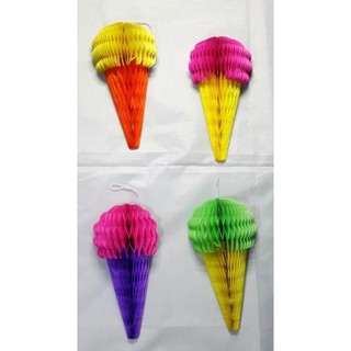 20cm Ice Cream Cone Honeycomb Paper Lantern (Small) Candyland Theme (7)