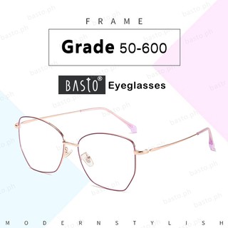 Graded Eyeglasses Anti Radiation for Nearsighted with Grade -50 100 150 200 250 300 350 400 450 500 550 600 for Women Men Retro Metal Fashion Frame Optical Glasses